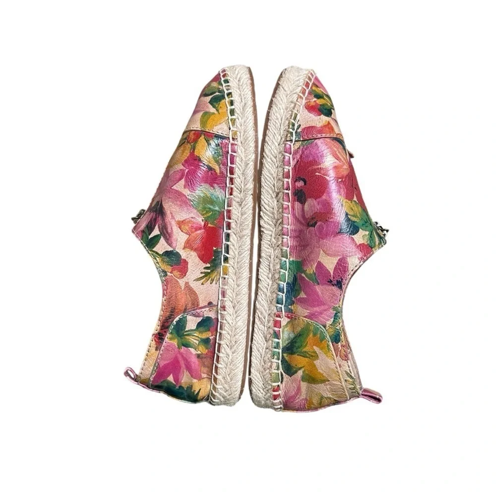Patricia Nash Women’s 6 Eva Floral Leather Espadrille Zipper Slip-On Flat Shoe